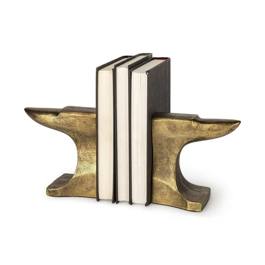 Distressed Brushed Gold Anvil Bookends - Homeroots - Flyclothing LLC