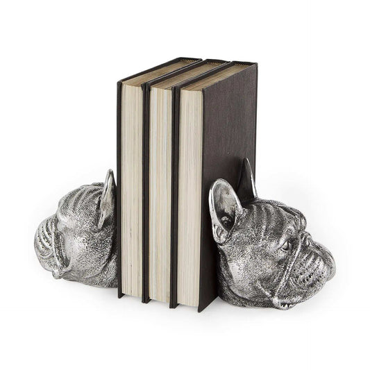 Antiqued Silver Pug Shaped Bookends - Homeroots - Flyclothing LLC