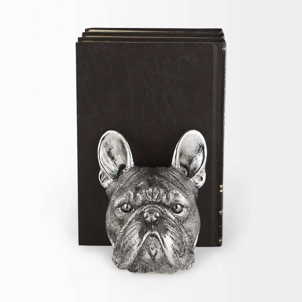 Antiqued Silver Pug Shaped Bookends - Homeroots - Flyclothing LLC