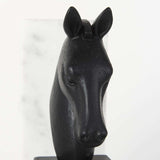 Black Stallion On White Marble Bookends - Homeroots - Flyclothing LLC