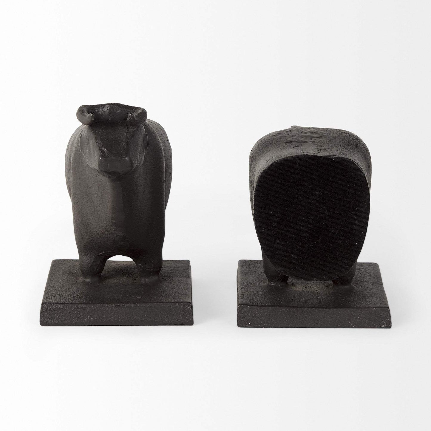 Black Cast Aluminum Bull Bookends - Homeroots - Flyclothing LLC