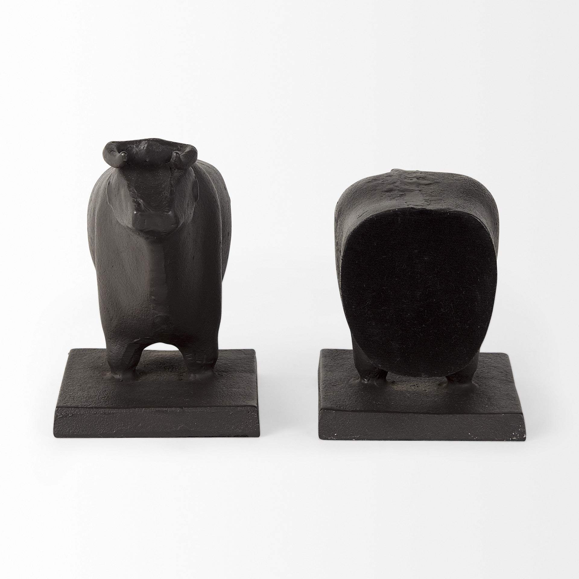 Black Cast Aluminum Bull Bookends - Homeroots - Flyclothing LLC