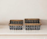 Set of Two 19" Gray Metal Basket - Homeroots - Flyclothing LLC