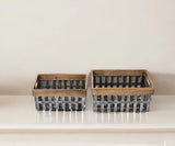 Set of Two 19" Gray Metal Basket - Homeroots