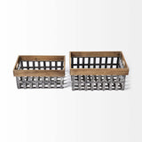 Set of Two 19" Gray Metal Basket - Homeroots - Flyclothing LLC