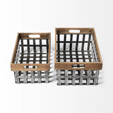 Set of Two 19" Gray Metal Basket - Homeroots