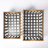 Set of Two 19" Gray Metal Basket - Homeroots - Flyclothing LLC