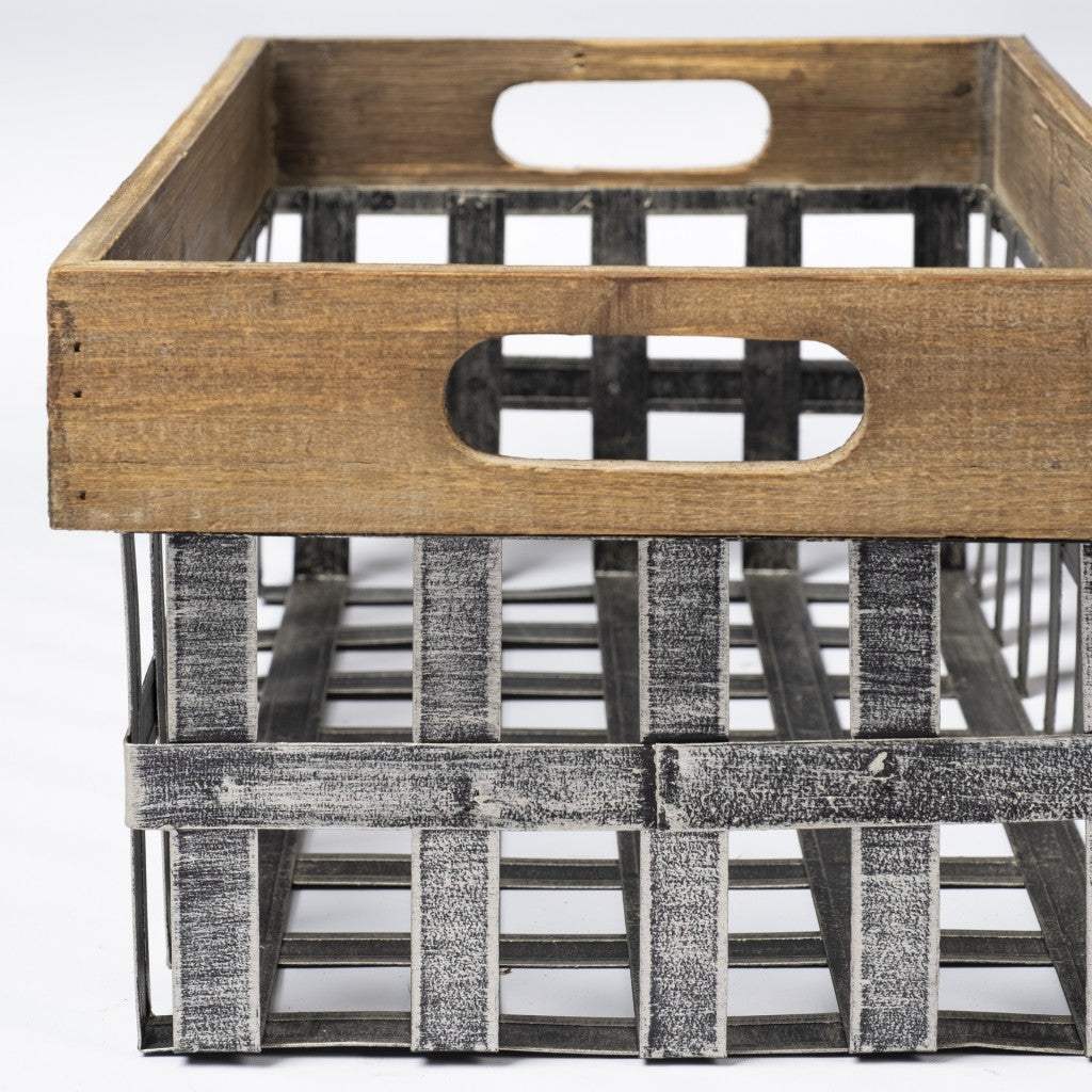Set of Two 19" Gray Metal Basket - Homeroots - Flyclothing LLC