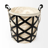 15" Black and Ivory Metal Basket - Homeroots