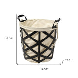 15" Black and Ivory Metal Basket - Homeroots - Flyclothing LLC