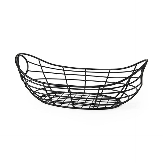 22" Black Metal Oval Storage Basket - Homeroots