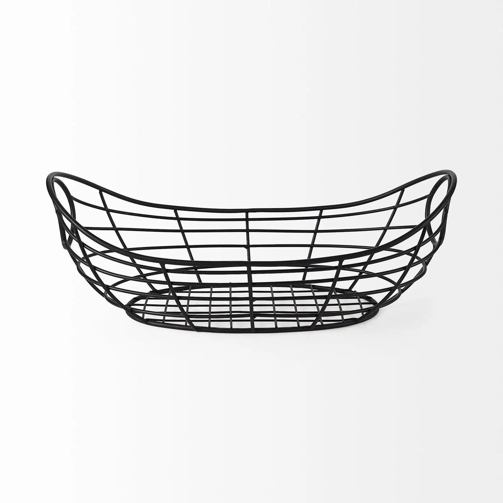 22" Black Metal Oval Storage Basket - Homeroots - Flyclothing LLC
