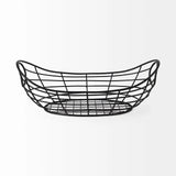 22" Black Metal Oval Storage Basket - Homeroots