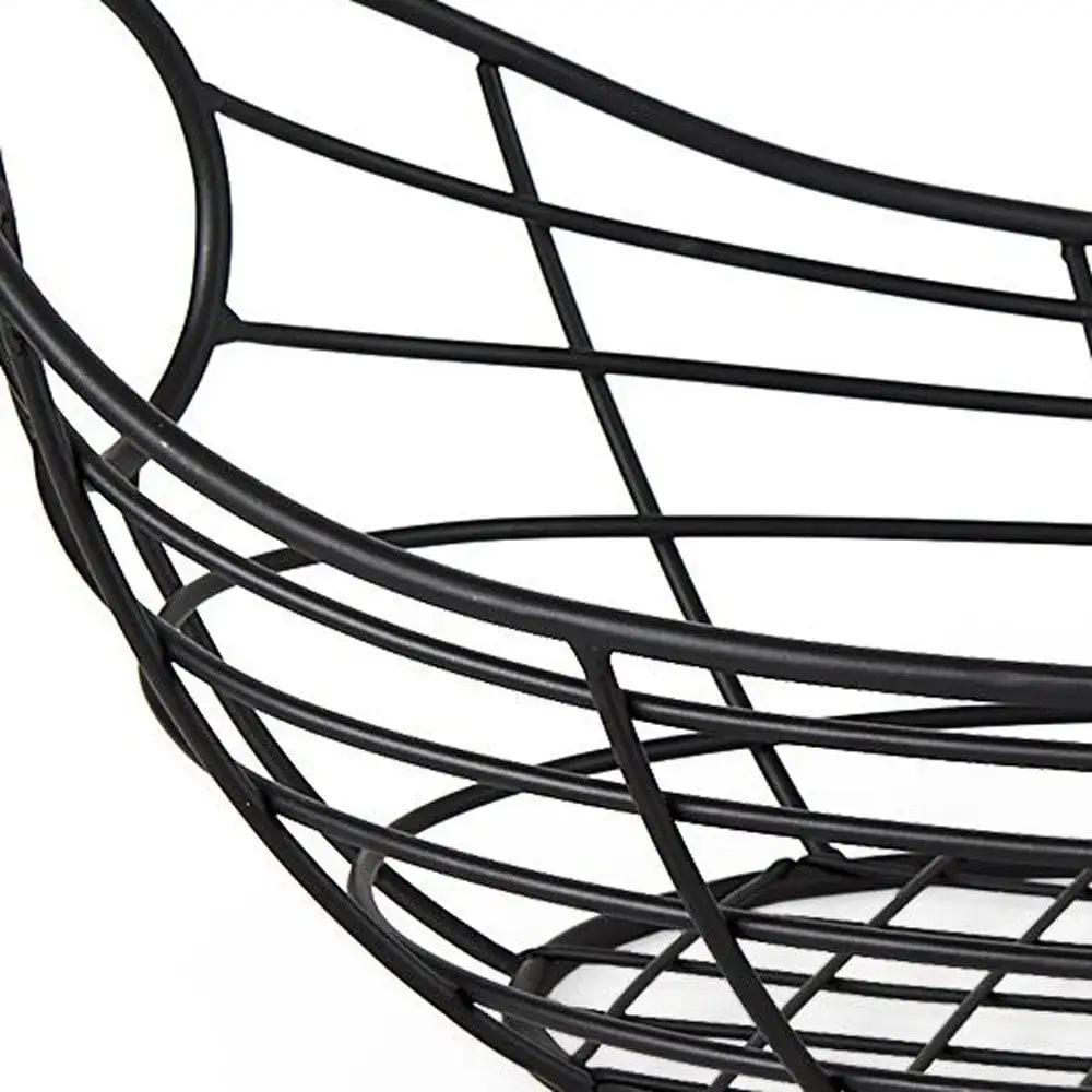 22" Black Metal Oval Storage Basket - Homeroots - Flyclothing LLC