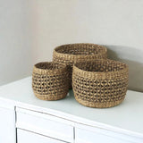 Set of Three 15" Brown Wicker Basket - Homeroots