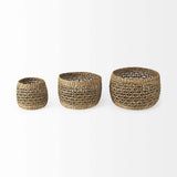 Set of Three 15" Brown Wicker Basket - Homeroots - Flyclothing LLC