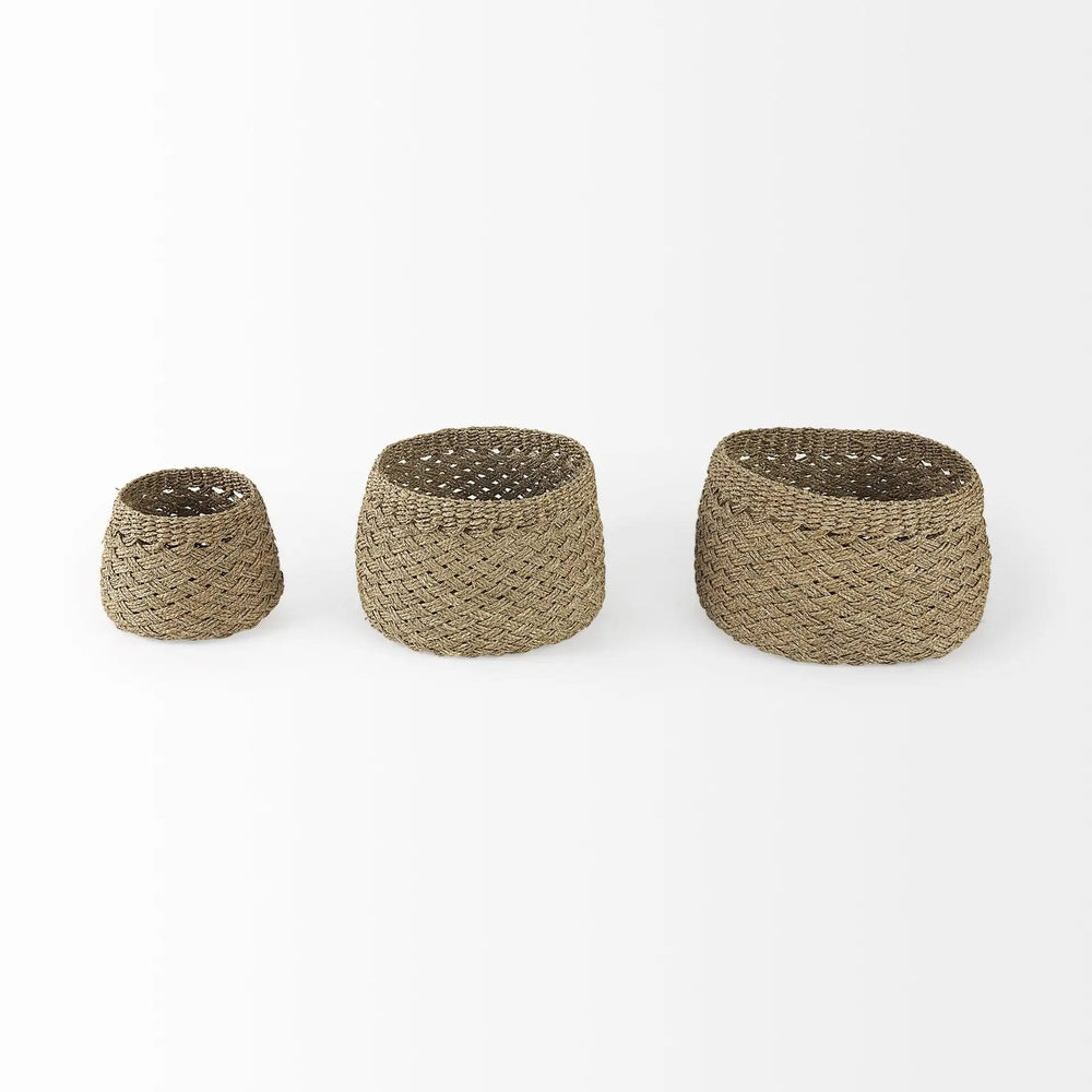 Set of Three 15" Brown Wicker Desk Organizer - Homeroots - Flyclothing LLC