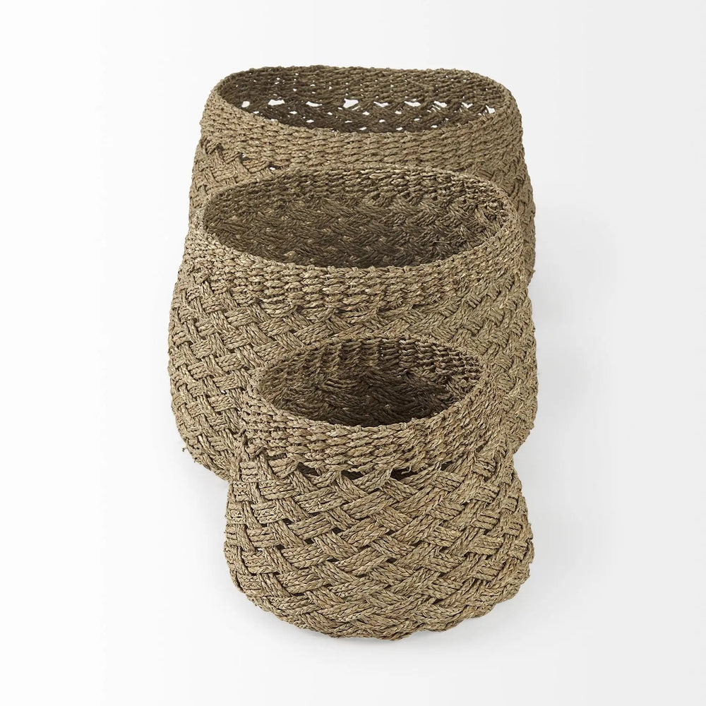 Set of Three 15" Brown Wicker Desk Organizer - Homeroots - Flyclothing LLC
