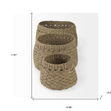 Set of Three 15" Brown Wicker Desk Organizer - Homeroots - Flyclothing LLC