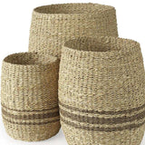 Set Of Three Detailed Wicker Storage Baskets - Homeroots - Flyclothing LLC
