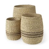 Set Of Three Detailed Wicker Storage Baskets - Homeroots