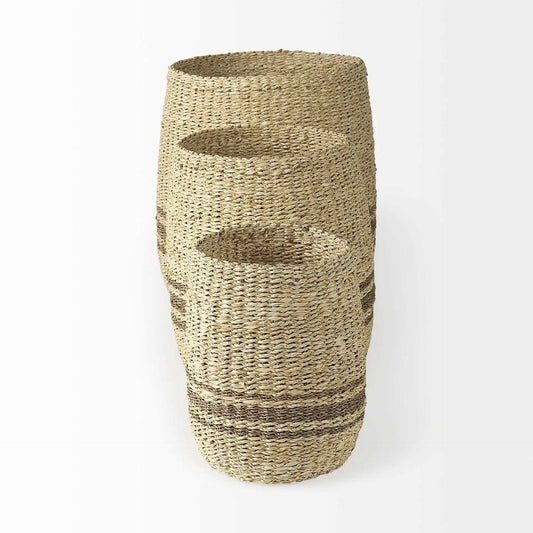 Set Of Three Detailed Wicker Storage Baskets - Homeroots - Flyclothing LLC