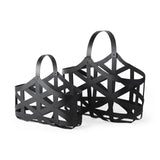 Set Of Two Black Geometric Metal Baskets - Homeroots