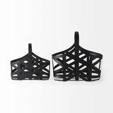 Set Of Two Black Geometric Metal Baskets - Homeroots