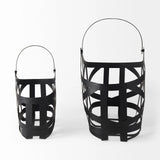 Set Of Two Black Geometric Metal Baskets - Homeroots
