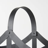 Set Of Two Black Geometric Metal Baskets - Homeroots