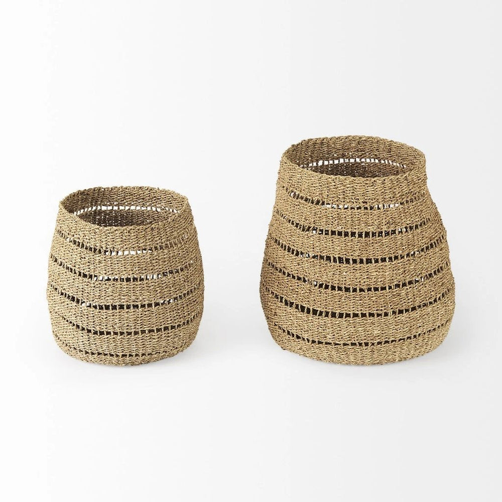 Set of Two 18" Brown Wicker Basket - Homeroots - Flyclothing LLC