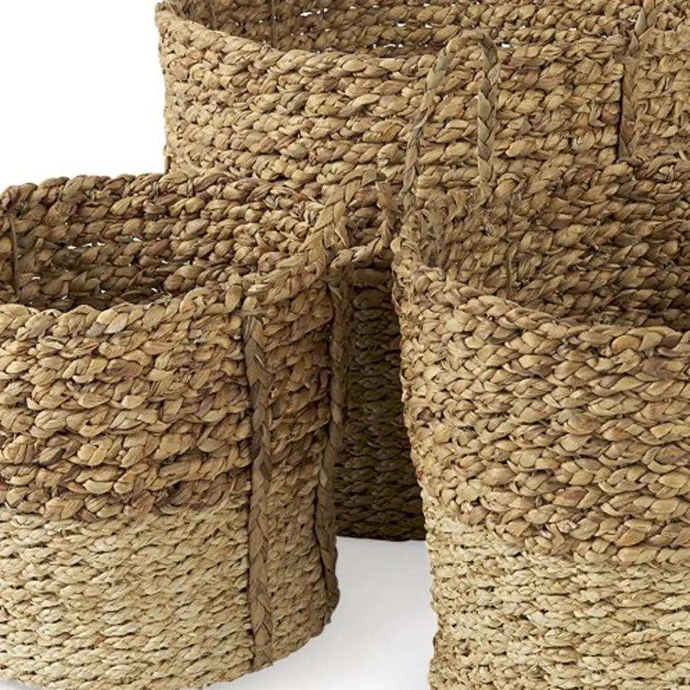 Set Of Three Two Tone Wicker Storage Baskets - Homeroots - Flyclothing LLC