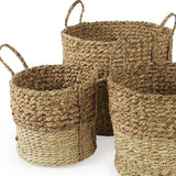 Set Of Three Two Tone Wicker Storage Baskets - Homeroots - Flyclothing LLC