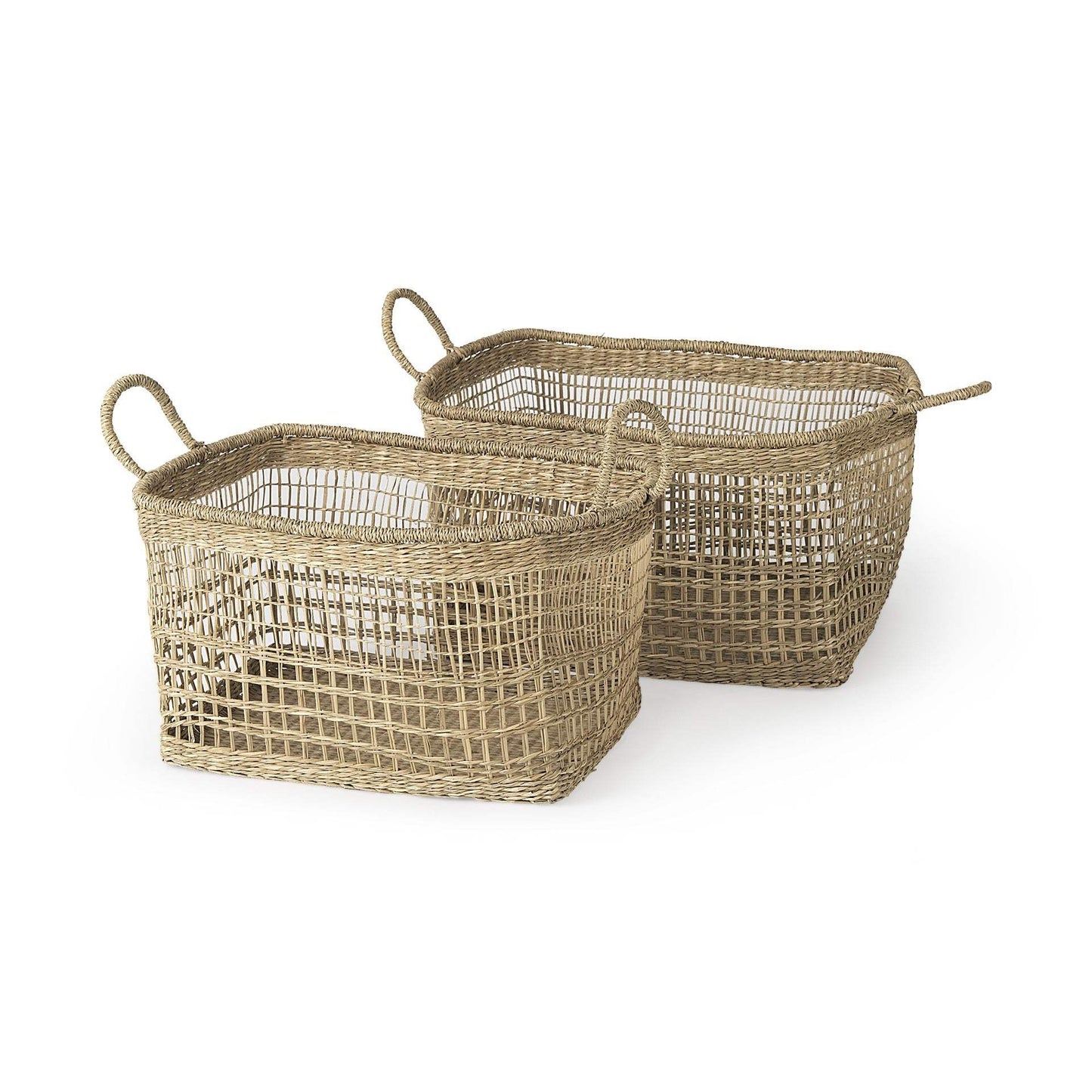 Set of Two 15" Natural Wicker Basket - Homeroots - Flyclothing LLC