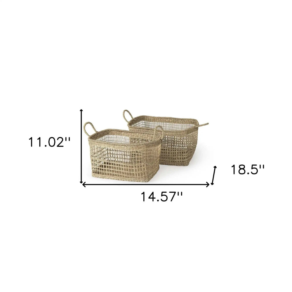 Set of Two 15" Natural Wicker Basket - Homeroots - Flyclothing LLC