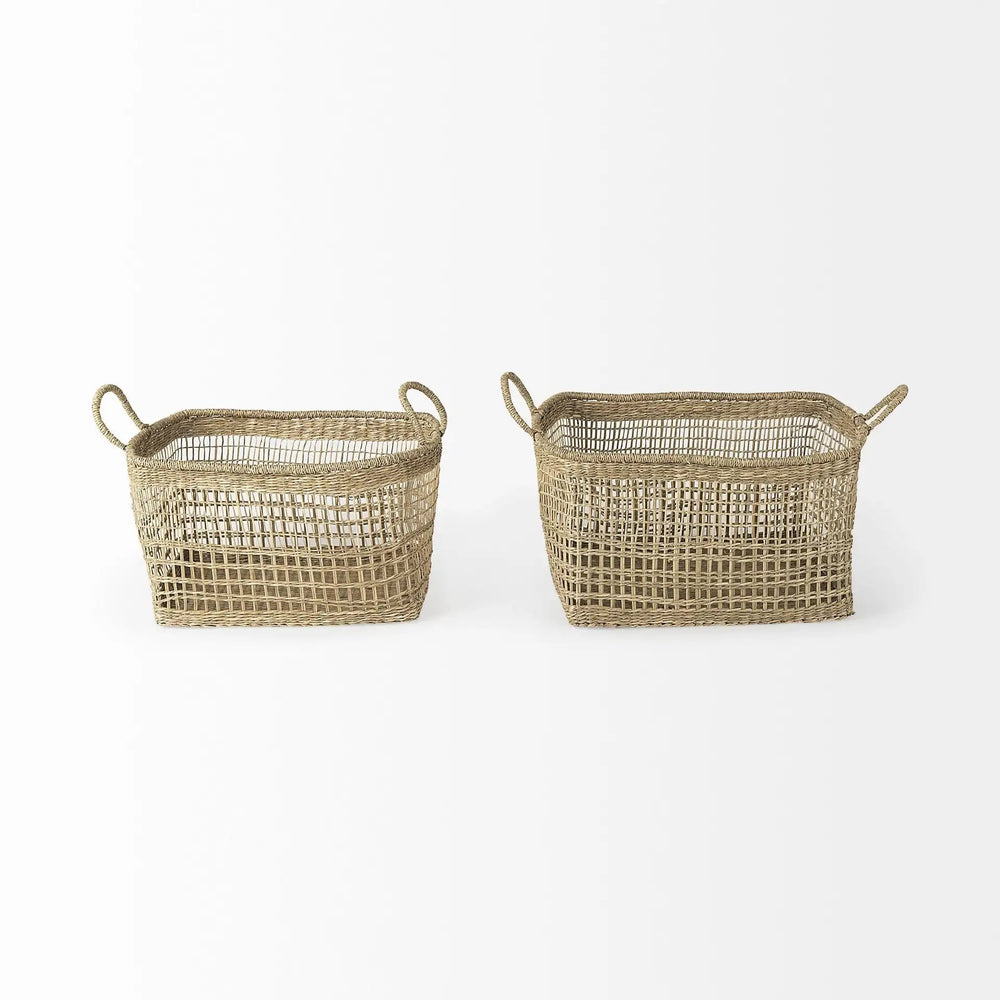 Set of Two 15" Natural Wicker Basket - Homeroots - Flyclothing LLC