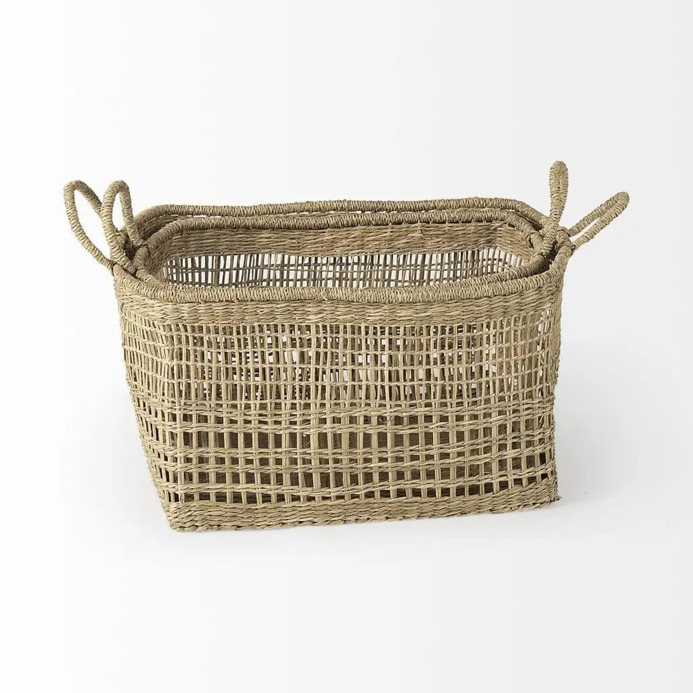 Set of Two 15" Natural Wicker Basket - Homeroots - Flyclothing LLC