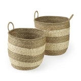 Set of Two 18" Brown Wicker Baskets - Homeroots