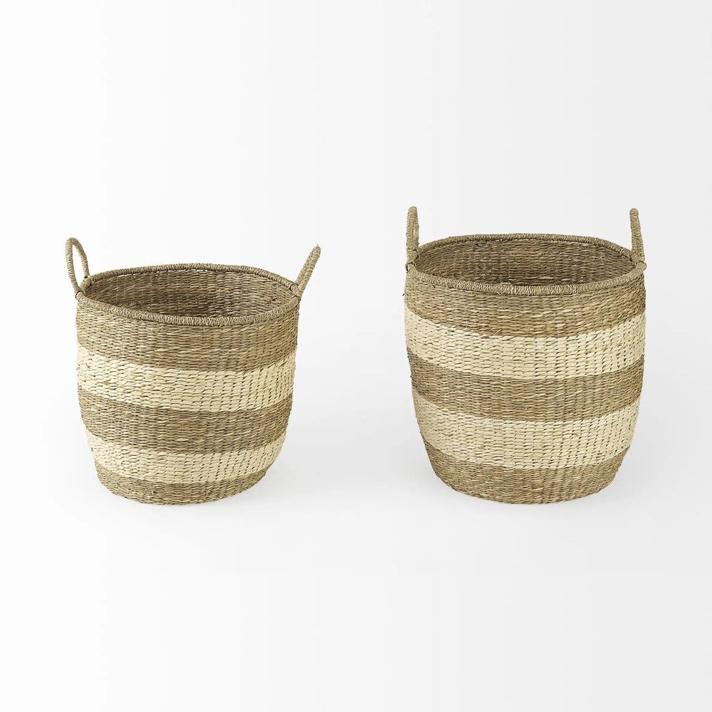 Set of Two 18" Brown Wicker Baskets - Homeroots - Flyclothing LLC