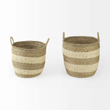 Set of Two 18" Brown Wicker Baskets - Homeroots