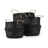 Set Of Three 10" Black Wicker Storage Baskets - Homeroots