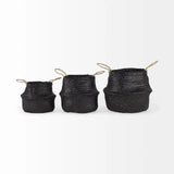 Set Of Three 10" Black Wicker Storage Baskets - Homeroots