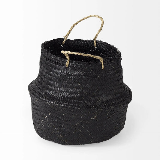 Set Of Three 10" Black Wicker Storage Baskets - Homeroots