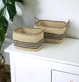 Set of Two 13" Natural Wicker Basket - Homeroots