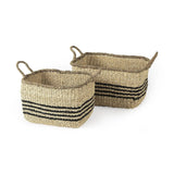 Set of Two 13" Natural Wicker Basket - Homeroots