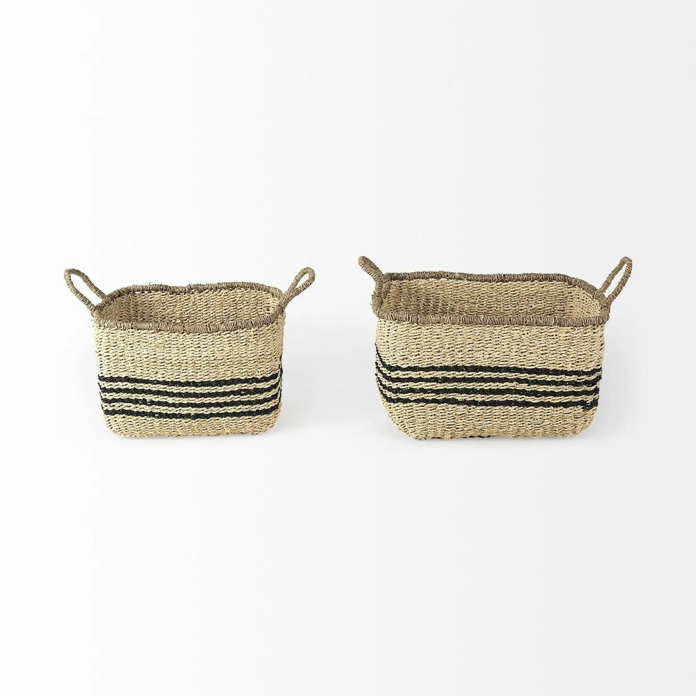 Set of Two 13" Natural Wicker Basket - Homeroots - Flyclothing LLC