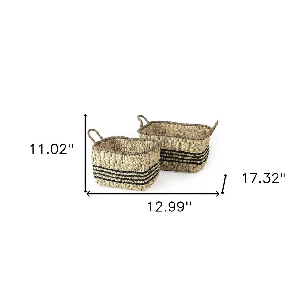 Set of Two 13" Natural Wicker Basket - Homeroots - Flyclothing LLC