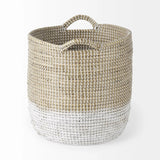 Set Of Three Beige And White Storage Baskets - Homeroots