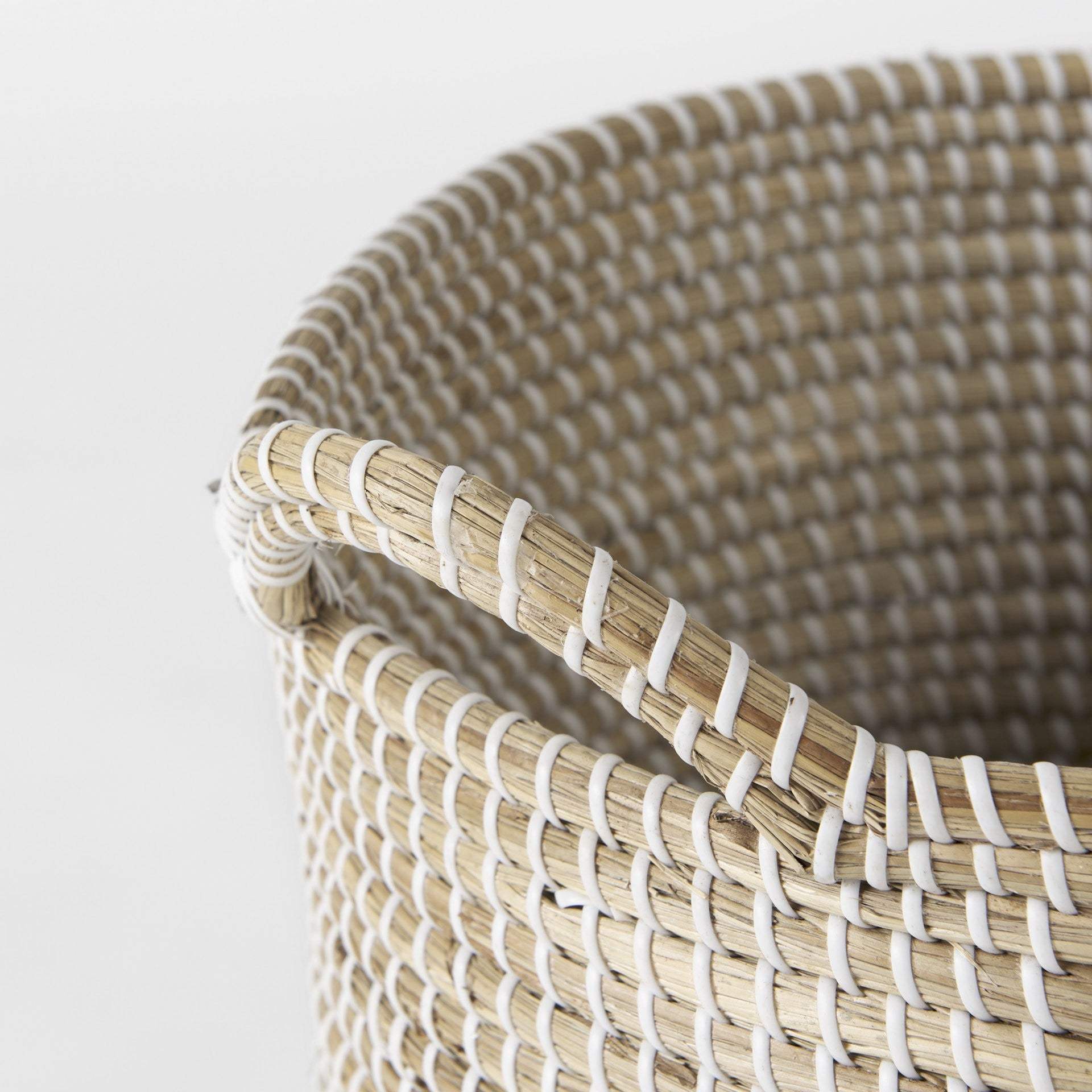 Set Of Three Beige And White Storage Baskets - Homeroots - Flyclothing LLC