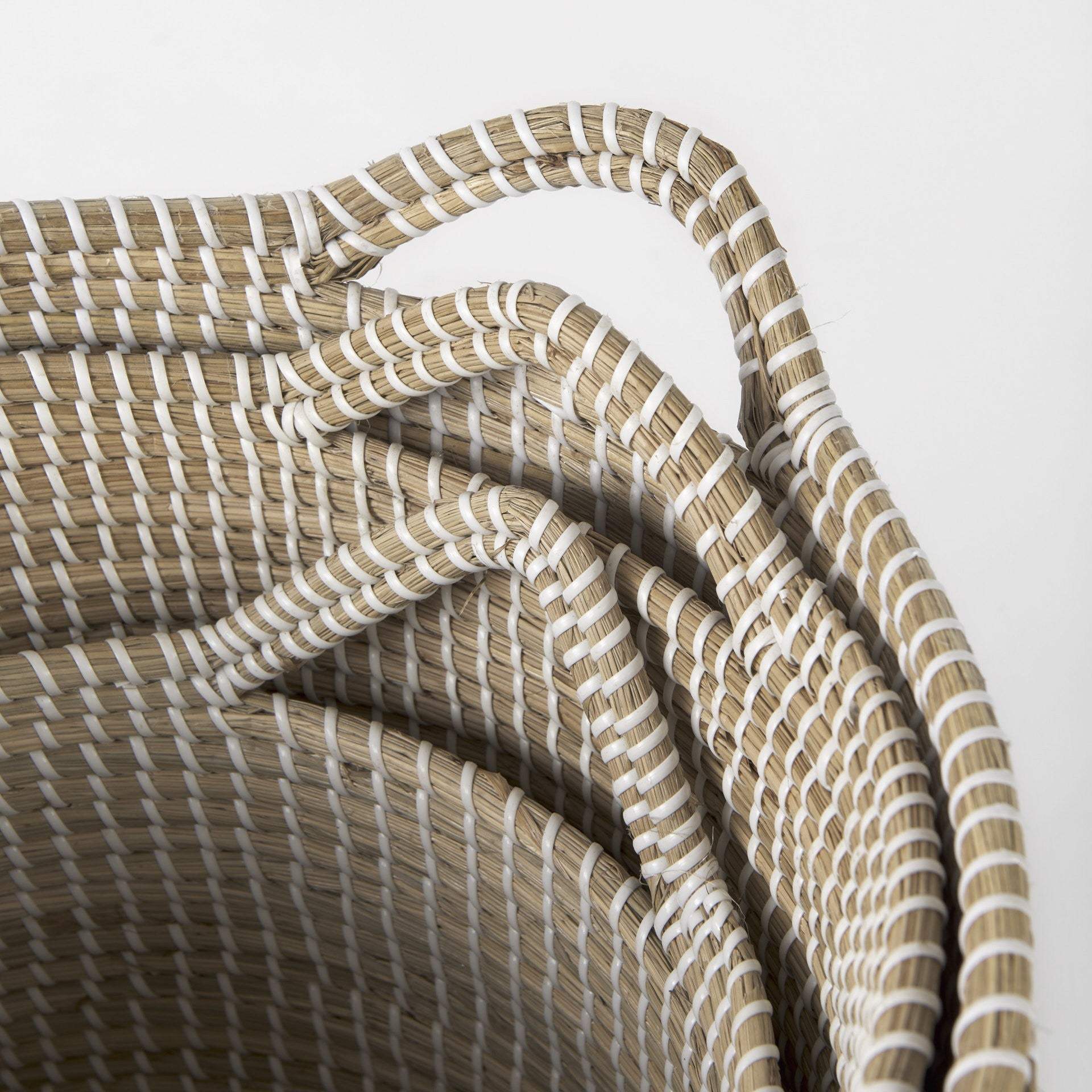 Set Of Three Beige And White Storage Baskets - Homeroots - Flyclothing LLC